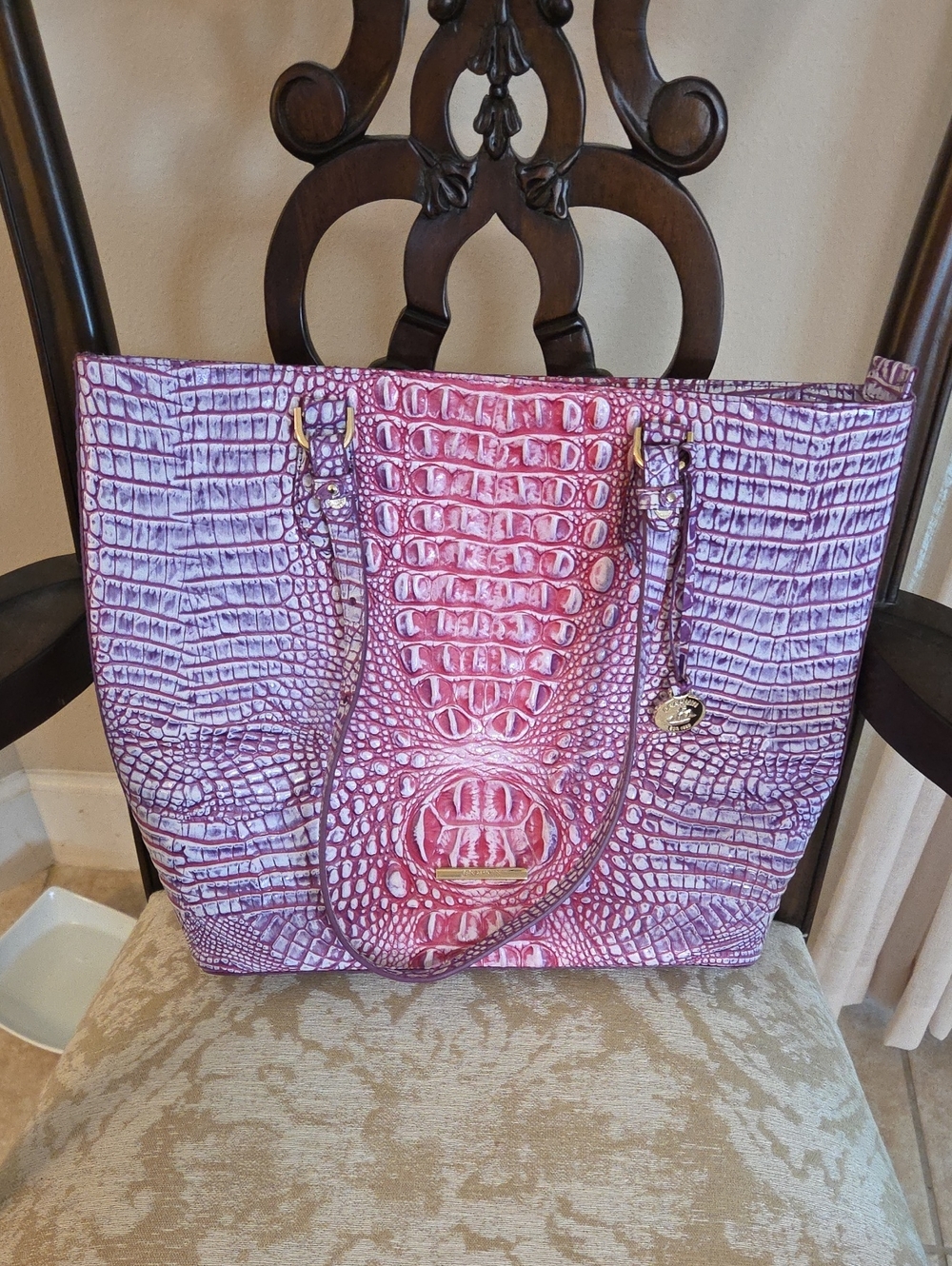 Brahmin Large Pink/Boysenberry Ombre Melbourne Tote